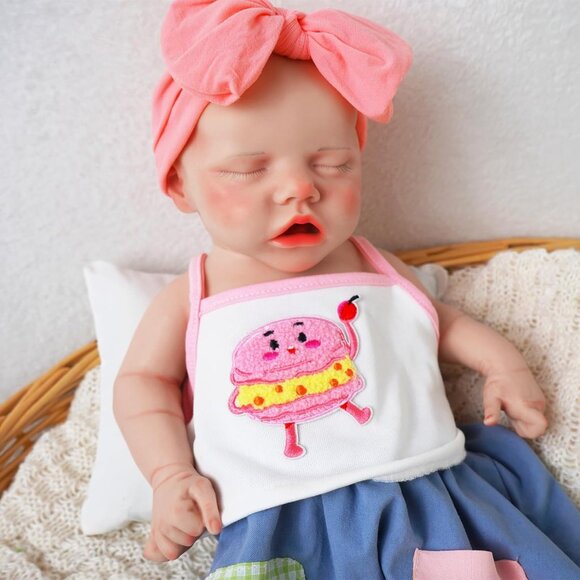 🆕17.2in Full Silicone ivory Reborn Baby Girl Lifelike Sleeping Reborn Doll - Picture 7 of 10